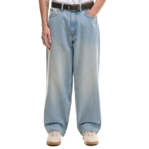 Cropp - Błękitne jeansy super baggy - niebieski
