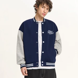 Cropp - Bluza bomber w stylu college - granatowy