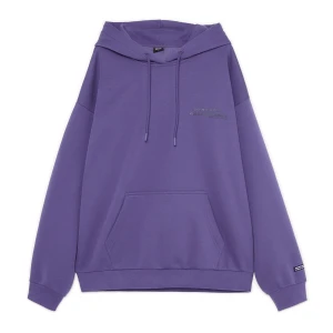 Cropp - Bluza boxy z kapturem i napisem - granatowy