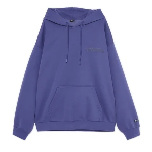 Cropp - Bluza boxy z kapturem i napisem - granatowy