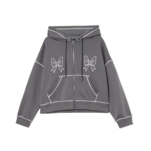 Cropp - Bluza hoddie z kontrastowymi przeszyciami - szary