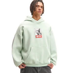 Cropp - Bluza hoodie oversize z motywem kota - zielony