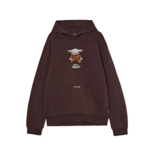 Cropp - Bluza hoodie z aplikacją Baby Yoda Mandalorian - brązowy