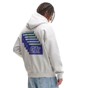 Cropp - Bluza hoodie z aplikacją i nadrukiem - niebieski