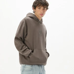 Cropp - Bluza hoodie z aplikacją pająka - brązowy
