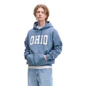 Cropp - Bluza hoodie z aplikacją - surowy granatowy