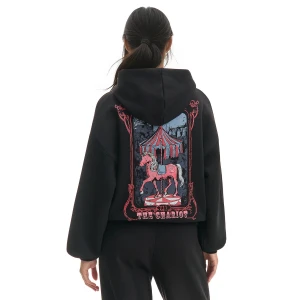 Cropp - Bluza hoodie z cyrkowym motywem - czarny