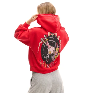 Cropp - Bluza hoodie z cyrkowym motywem - czerwony