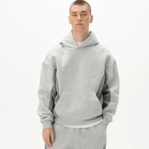 Cropp - Bluza hoodie z kieszenią typu kangurka - jasny szary