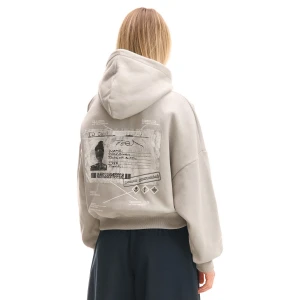 Cropp - Bluza hoodie z motywem ID card - jasny szary
