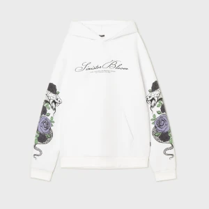 Cropp - Bluza hoodie z motywem róż i węży - kremowy