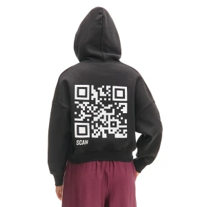 Cropp - Bluza hoodie z nadrukiem QR kodu - czarny