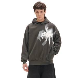 Cropp - Bluza hoodie z naszywkami pająka - szary
