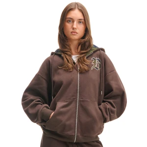 Cropp - Bluza hoodie ze wstawkami w kratę - brązowy