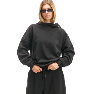 Cropp - Bluza oversize z haftem na kapturze - czarny