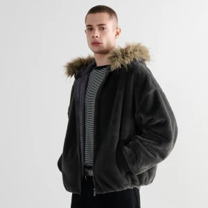Cropp - Bluza sherpa z cozy kapturem - szary