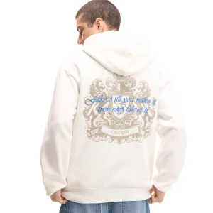 Cropp - Bluza z dużym nadrukiem na plecach - kremowy