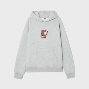 Cropp - Bluza z haftowanym kotem na desce - jasny szary