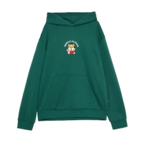 Cropp - Bluza z haftowanym pieskiem jedzącym noodle - zielony