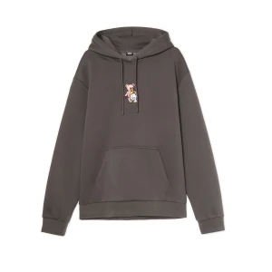 Cropp - Bluza z kapturem i naszywką - czerwony