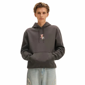 Cropp - Bluza z kapturem i naszywką - czerwony