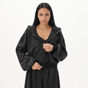 Cropp - Bluza z kapturem w zwierzęcy wzór - szary