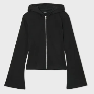 Cropp - Bluza z kapturem z rozszerzanymi rękawami - czarny