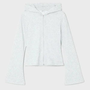 Cropp - Bluza z kapturem z rozszerzanymi rękawami - jasny szary