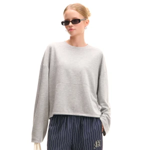 Cropp - Bluza z kieszenią typu kangurka - jasny szary