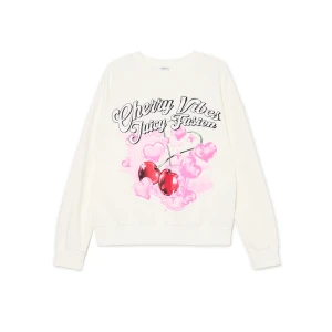 Cropp - Bluza z nadrukiem cherry - kremowy