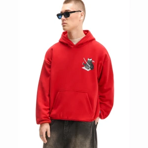 Cropp - Bluza z naszywką kota sushi mastera - czerwony