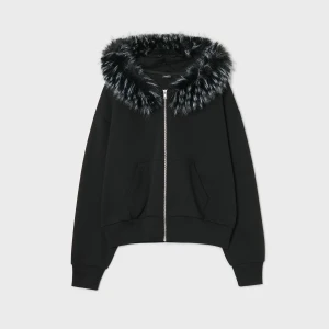Cropp - Bluza z odpinanym futrem na kapturze - czarny