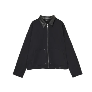 Cropp - Bluza ze skórzanym kołnierzykiem UNISEX - czarny