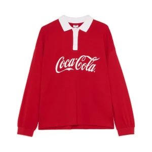 Cropp - Bluzka polo z napisem Coca-Cola - czerwony