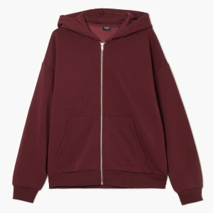 Cropp - Bordowa bluza oversize z kapturem - kasztanowy