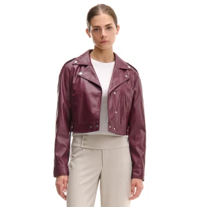 Cropp - Bordowa kurtka ramoneska z imitacji skóry - kasztanowy