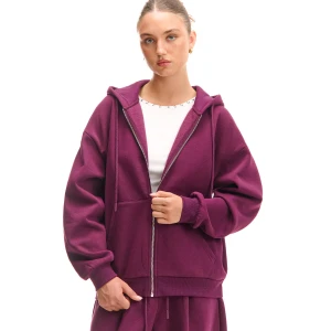 Cropp - Bordowa rozpinana bluza z kapturem - kasztanowy