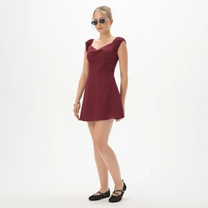 Cropp - Bordowa sukienka mini - kasztanowy
