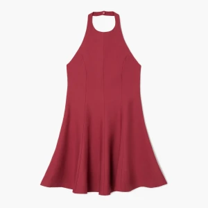 Cropp - Bordowa sukienka mini z wiskozą - kasztanowy