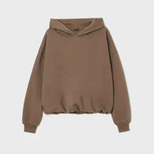 Cropp - Brązowa bluza basic z kapturem - brązowy