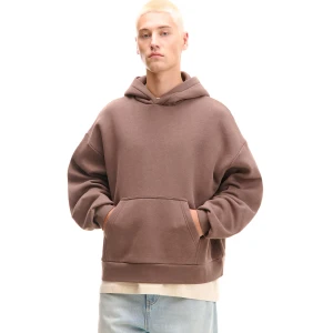 Cropp - Brązowa bluza boxy z kapturem - brązowy