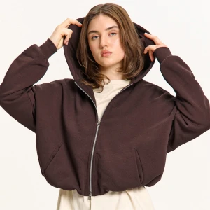 Cropp - Brązowa bluza z elastycznym dołem - brązowy