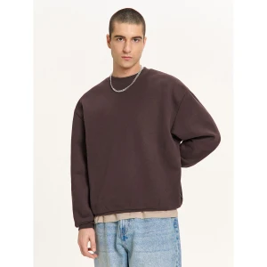 Cropp - Brązowa gładka bluza basic - brązowy