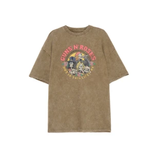 Cropp - Brązowa koszulka Guns N' Roses - szary