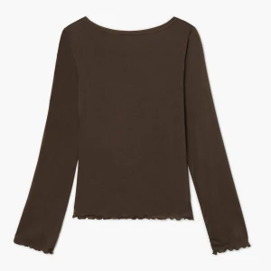 Cropp - Brązowa koszulka longsleeve z modalem - brązowy