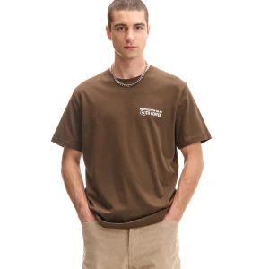 Cropp - Brązowa koszulka z kawowym motywem - brązowy