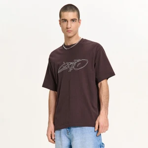 Cropp - Brązowa koszulka z napisem - brązowy