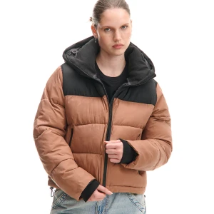 Cropp - Brązowa kurtka puffer z odpinanym kapturem - brązowy