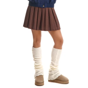 Cropp - Brązowa plisowana spódnica mini - brązowy