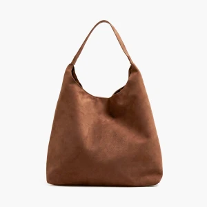 Cropp - Brązowa torebka hobo z imitacji zamszu - brązowy
